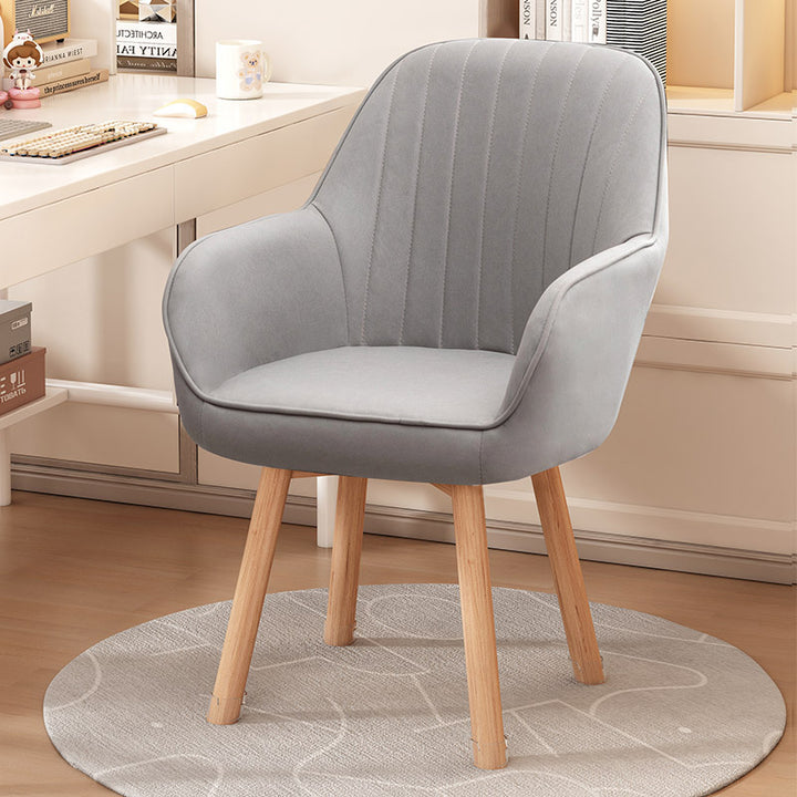 Taburete tocador moderno minimalista trapezoidal cuadrado de terciopelo, tela sintética y madera con respaldo y brazos para dormitorio 