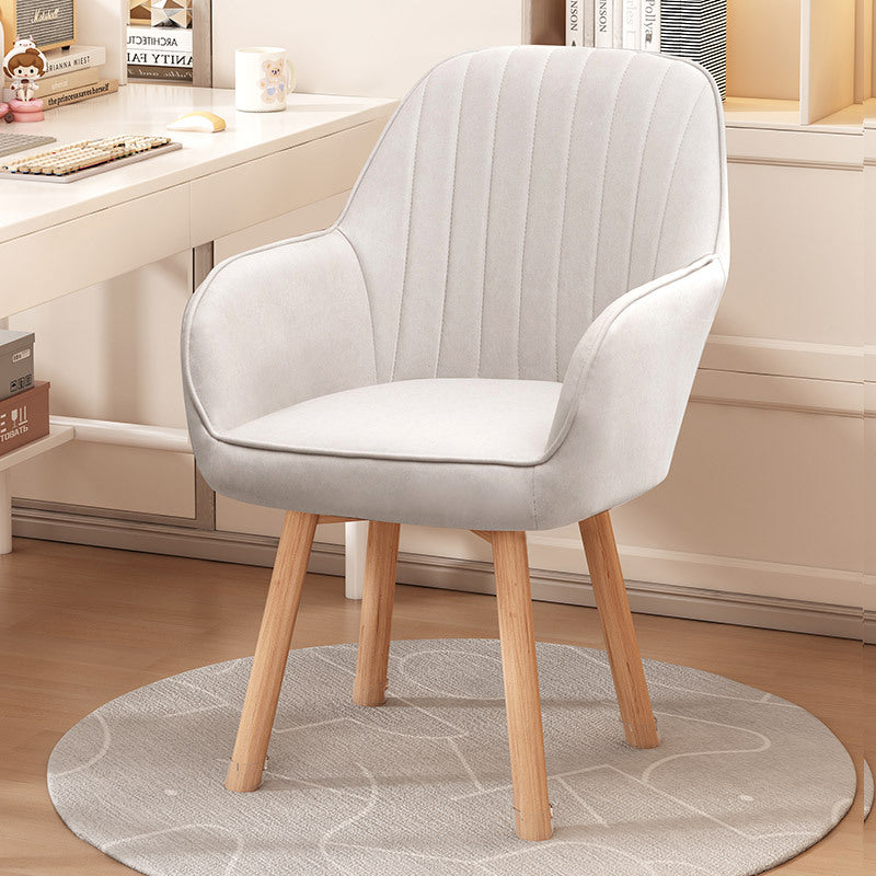 Taburete tocador moderno minimalista trapezoidal cuadrado de terciopelo, tela sintética y madera con respaldo y brazos para dormitorio 