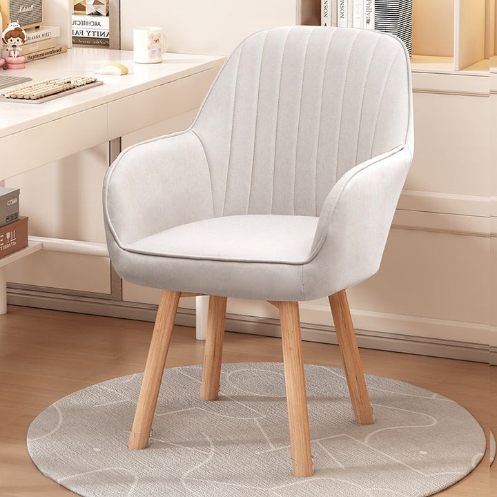 Taburete tocador moderno minimalista trapezoidal cuadrado de terciopelo, tela sintética y madera con respaldo y brazos para dormitorio 