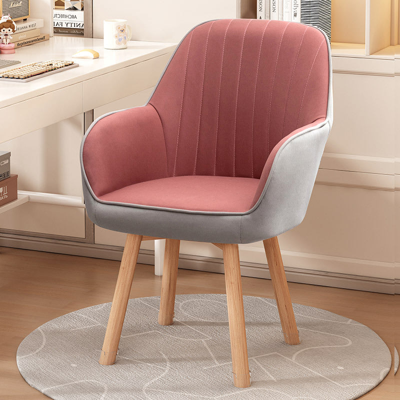 Taburete tocador moderno minimalista trapezoidal cuadrado de terciopelo, tela sintética y madera con respaldo y brazos para dormitorio 