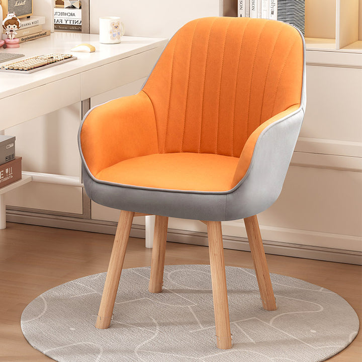 Taburete tocador moderno minimalista trapezoidal cuadrado de terciopelo, tela sintética y madera con respaldo y brazos para dormitorio 