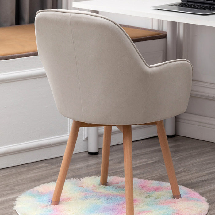 Taburete tocador moderno minimalista trapezoidal cuadrado de terciopelo, tela sintética y madera con respaldo y brazos para dormitorio 