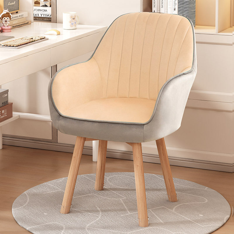 Taburete tocador moderno minimalista trapezoidal cuadrado de terciopelo, tela sintética y madera con respaldo y brazos para dormitorio 
