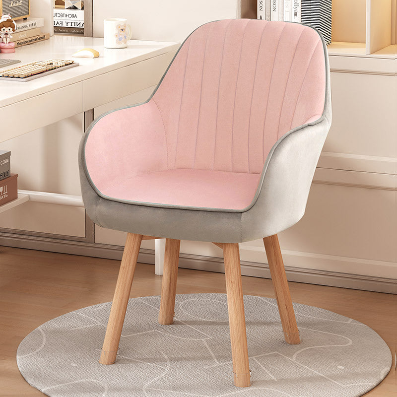 Taburete tocador moderno minimalista trapezoidal cuadrado de terciopelo, tela sintética y madera con respaldo y brazos para dormitorio 
