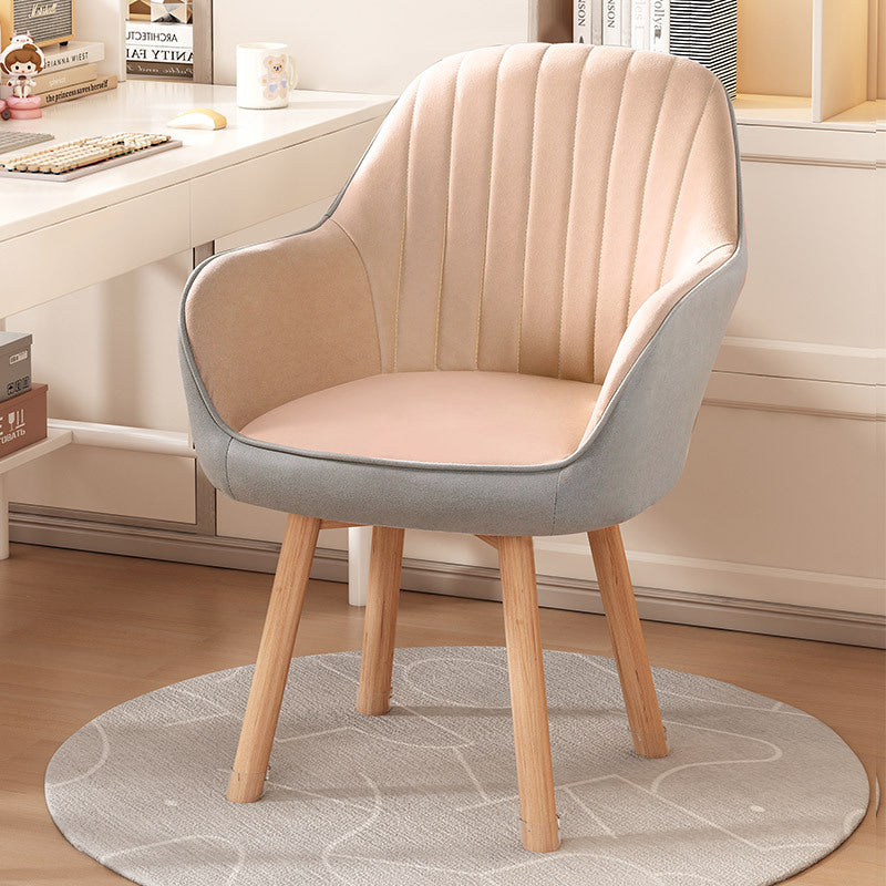 Taburete tocador moderno minimalista trapezoidal cuadrado de terciopelo, tela sintética y madera con respaldo y brazos para dormitorio 