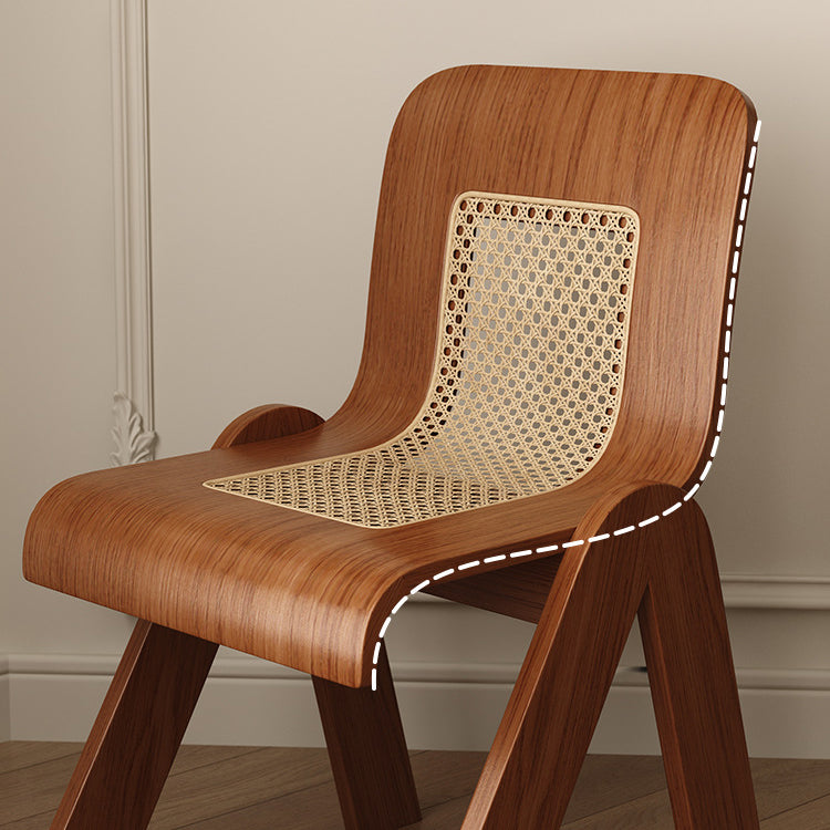 Traditional Chinese Openwork Square Bent Solid Wood Vanity Stool Backrest Armless For Bedroom