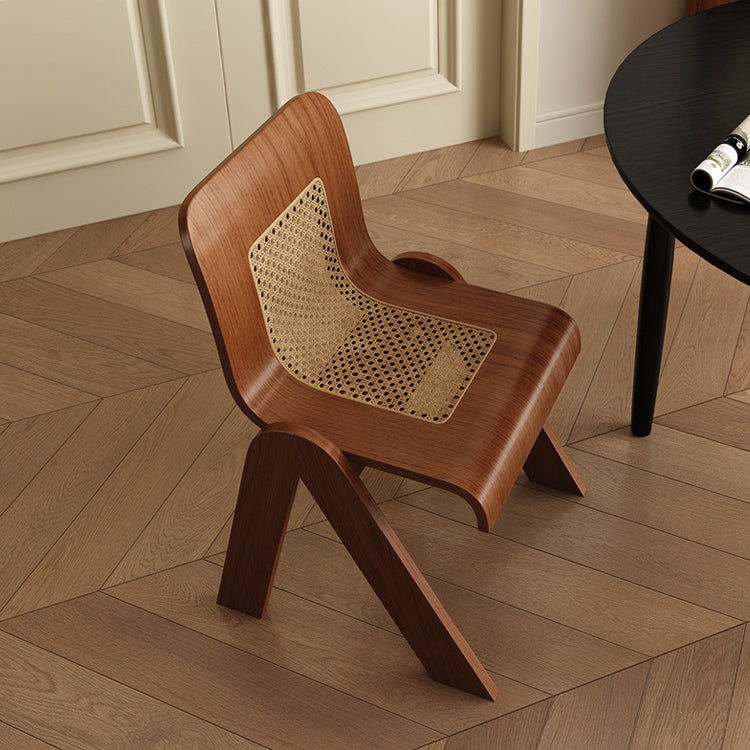 Traditional Chinese Openwork Square Bent Solid Wood Vanity Stool Backrest Armless For Bedroom
