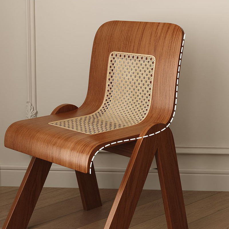 Traditional Chinese Openwork Square Bent Solid Wood Vanity Stool Backrest Armless For Bedroom