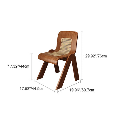 Traditional Chinese Openwork Square Bent Solid Wood Vanity Stool Backrest Armless For Bedroom