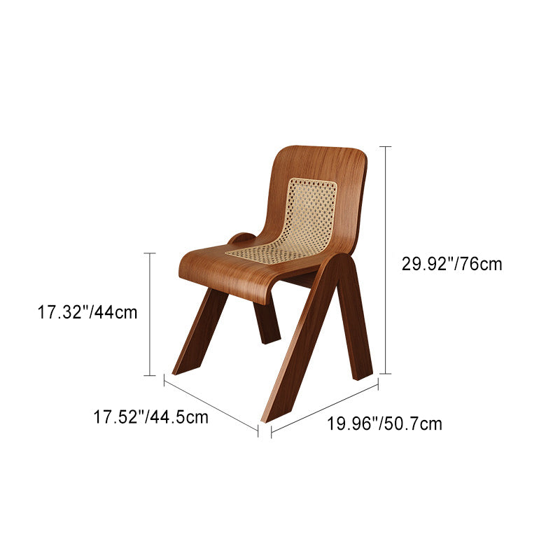 Traditional Chinese Openwork Square Bent Solid Wood Vanity Stool Backrest Armless For Bedroom