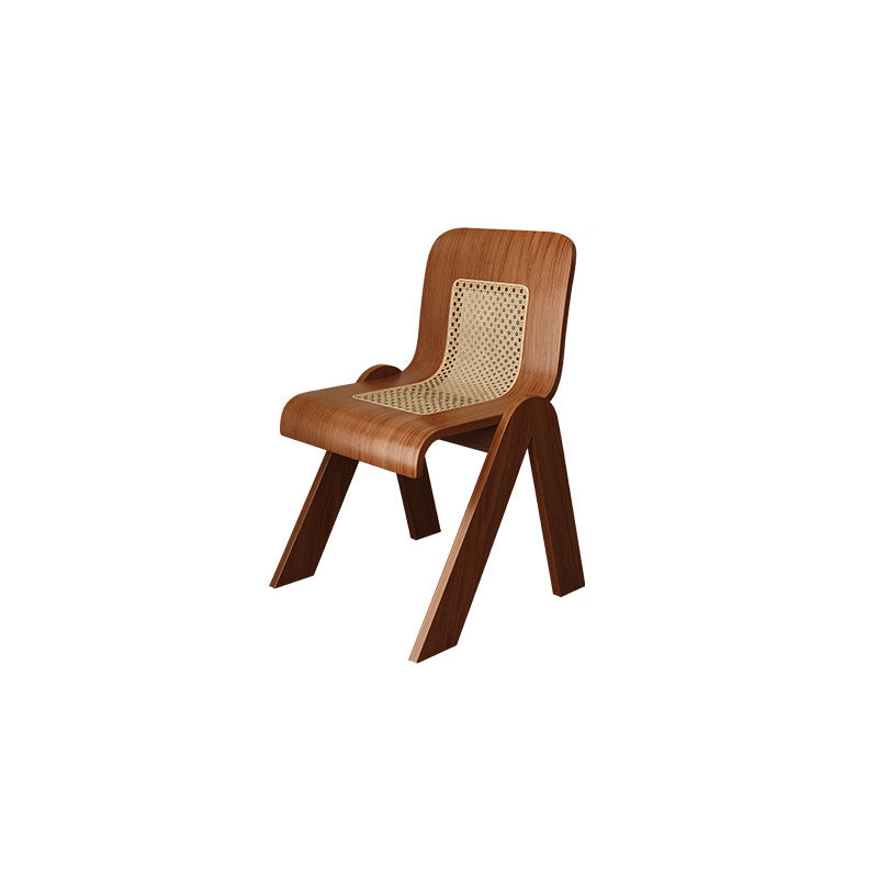 Traditional Chinese Openwork Square Bent Solid Wood Vanity Stool Backrest Armless For Bedroom