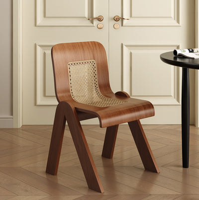 Traditional Chinese Openwork Square Bent Solid Wood Vanity Stool Backrest Armless For Bedroom