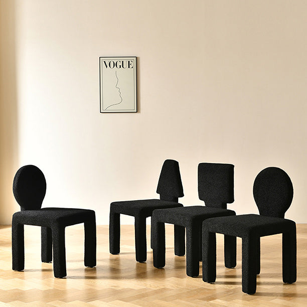 Contemporary Scandinavian Square Round Triangle Teddy Velvet Wood Dining Chair Backrest For Dining Room