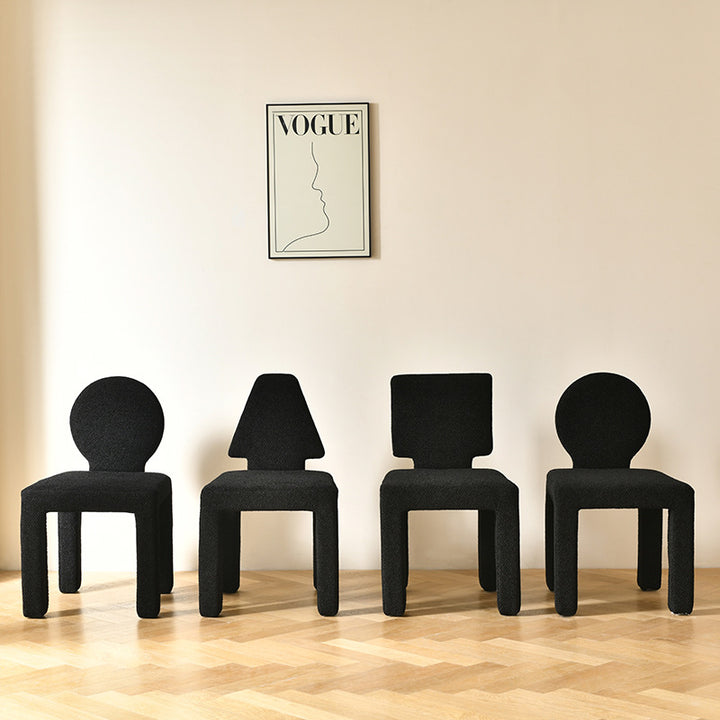 Contemporary Scandinavian Square Round Triangle Teddy Velvet Wood Dining Chair Backrest For Dining Room