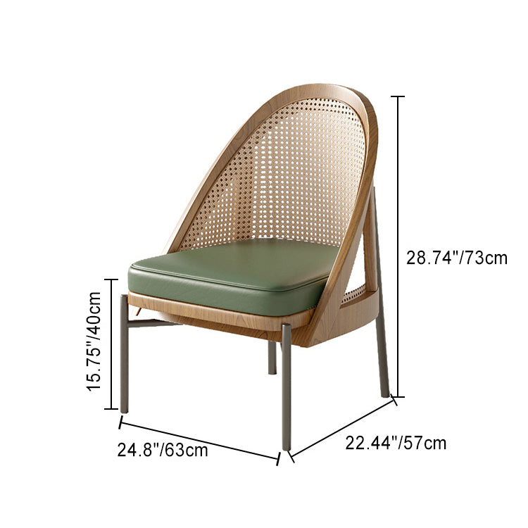 Chaise de salle à manger en cuir Napa trapézoïdal carré chinois traditionnel avec dossier en bois massif et rotin pour salle à manger 
