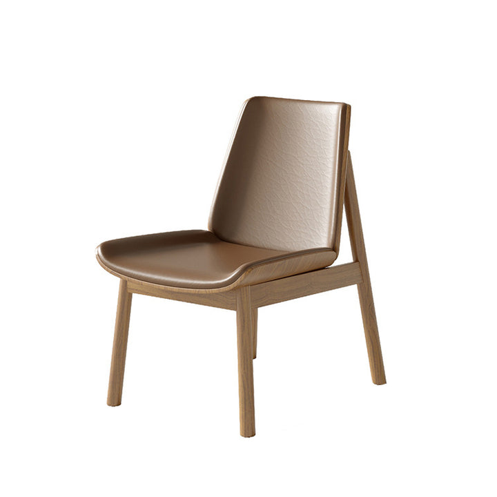 Respaldo de silla de comedor de madera maciza de cuero napa cuadrado trapezoidal chino tradicional para comedor 