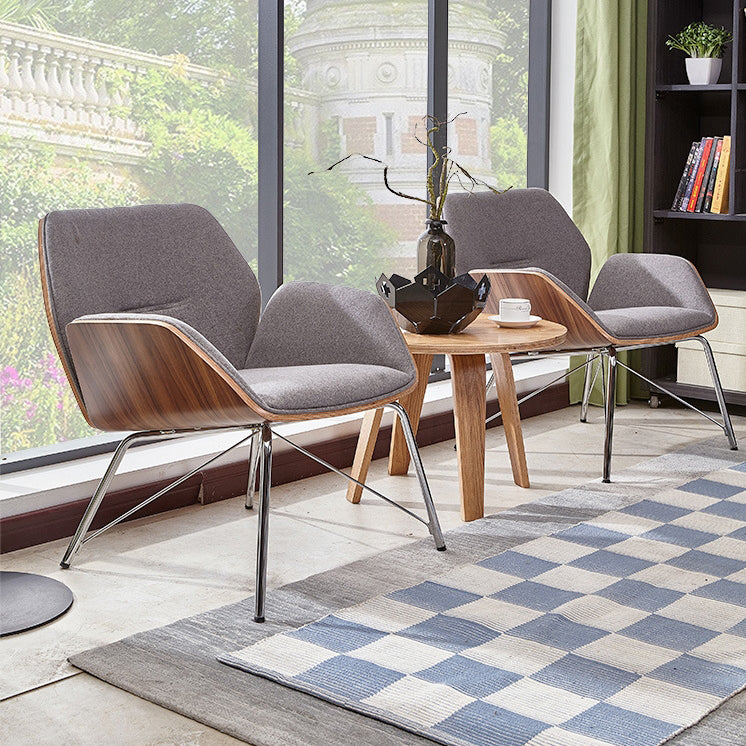 Contemporary Nordic Hexagonal Square Leather Wood Dining Chair Backrest Arm For Dining Room