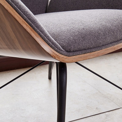Contemporary Nordic Hexagonal Square Leather Wood Dining Chair Backrest Arm For Dining Room