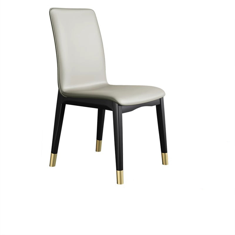 Modern Luxury Rectangle Square Synthetic Fabric Rubberwood Dining Chair Backrest Armless For Dining Room