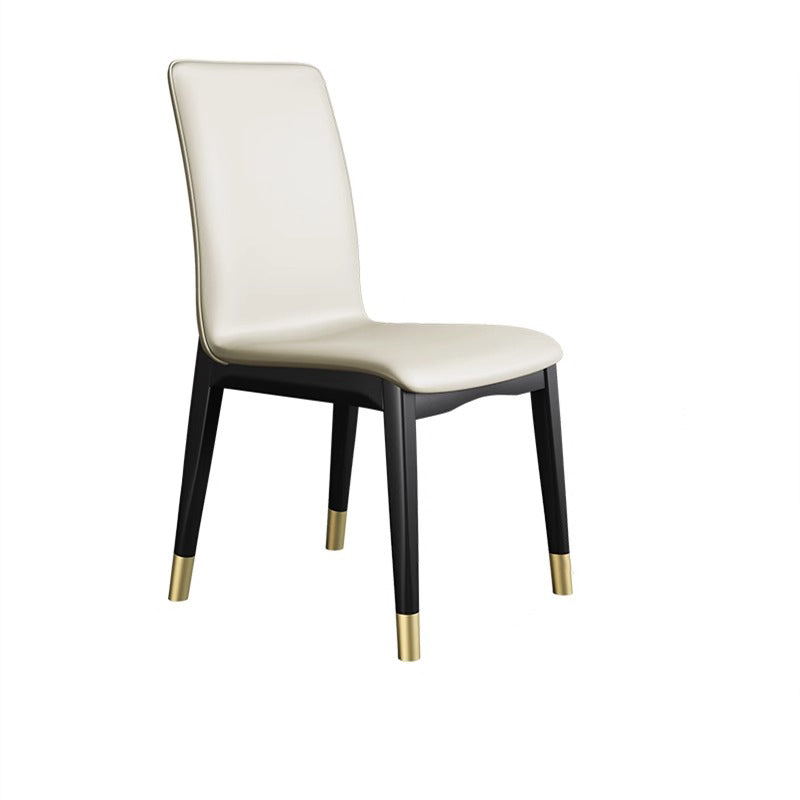 Modern Luxury Rectangle Square Synthetic Fabric Rubberwood Dining Chair Backrest Armless For Dining Room