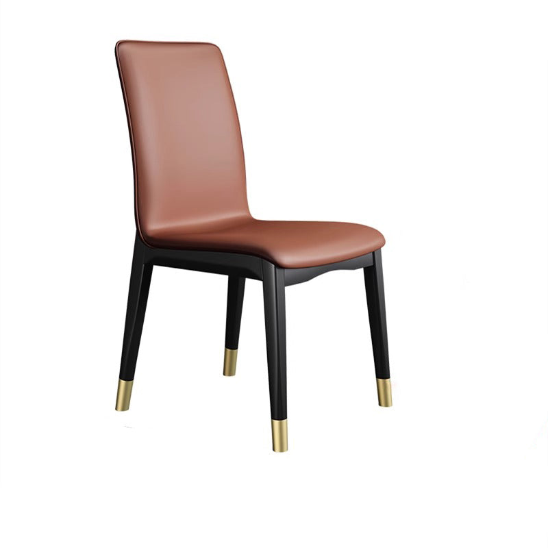 Modern Luxury Rectangle Square Synthetic Fabric Rubberwood Dining Chair Backrest Armless For Dining Room