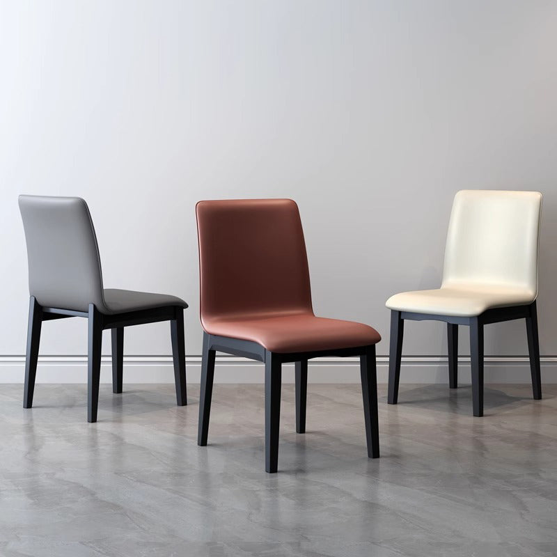 Modern Luxury Rectangle Square Synthetic Fabric Rubberwood Dining Chair Backrest Armless For Dining Room
