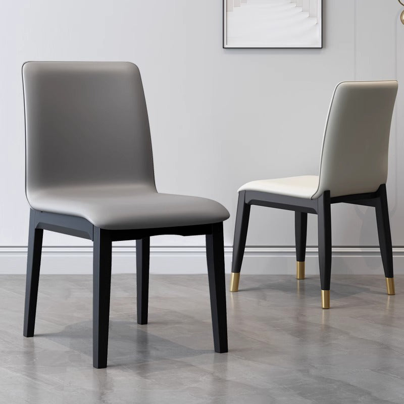 Modern Luxury Rectangle Square Synthetic Fabric Rubberwood Dining Chair Backrest Armless For Dining Room