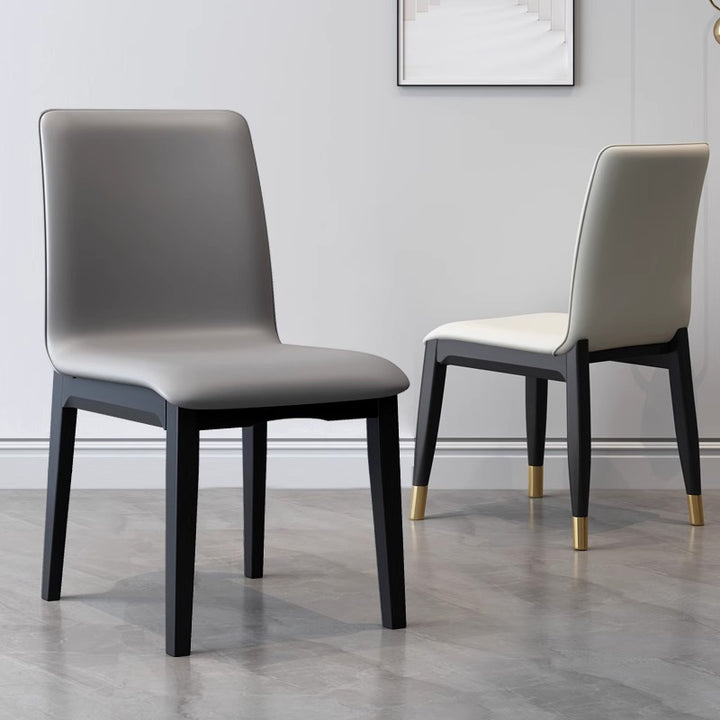 Modern Luxury Rectangle Square Synthetic Fabric Rubberwood Dining Chair Backrest Armless For Dining Room