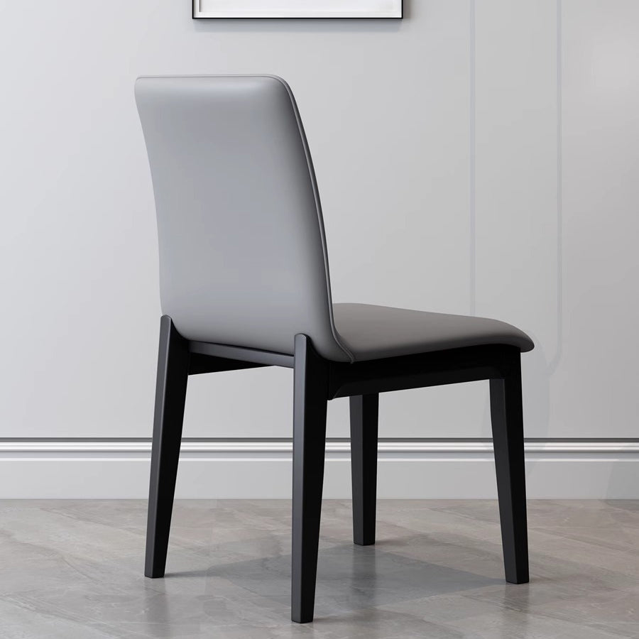 Modern Luxury Rectangle Square Synthetic Fabric Rubberwood Dining Chair Backrest Armless For Dining Room