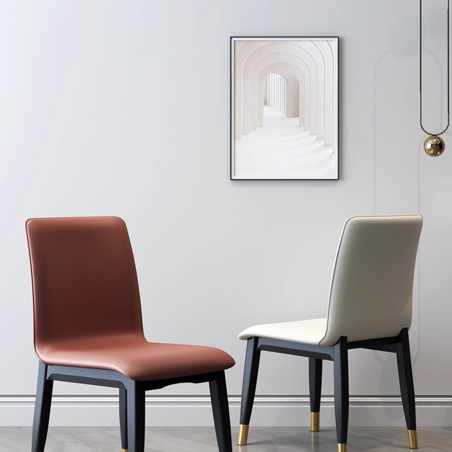 Modern Luxury Rectangle Square Synthetic Fabric Rubberwood Dining Chair Backrest Armless For Dining Room