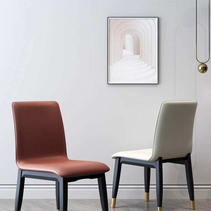 Modern Luxury Rectangle Square Synthetic Fabric Rubberwood Dining Chair Backrest Armless For Dining Room