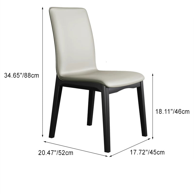 Modern Luxury Rectangle Square Synthetic Fabric Rubberwood Dining Chair Backrest Armless For Dining Room