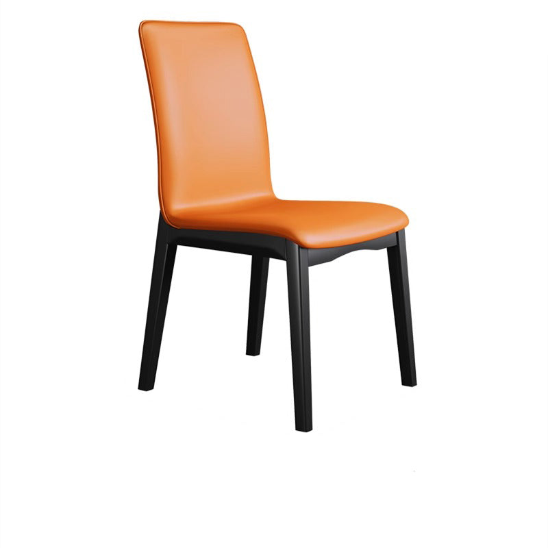 Modern Luxury Rectangle Square Synthetic Fabric Rubberwood Dining Chair Backrest Armless For Dining Room