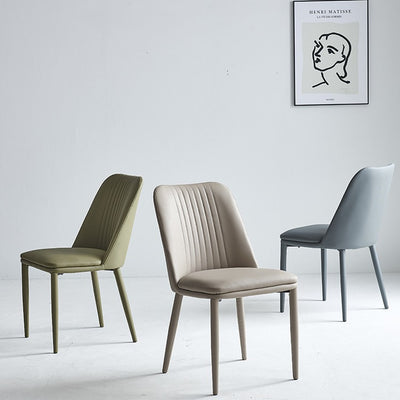 Moderner minimalistischer rechteckiger Stuhl mit abgenutztem Leder und Kohlenstoffstahl-Rückenlehne für das Esszimmer 