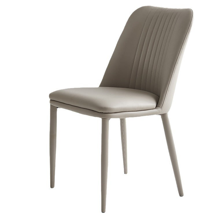 Moderner minimalistischer rechteckiger Stuhl mit abgenutztem Leder und Kohlenstoffstahl-Rückenlehne für das Esszimmer 