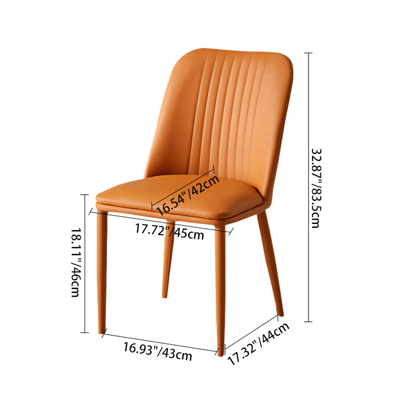 Moderner minimalistischer rechteckiger Stuhl mit abgenutztem Leder und Kohlenstoffstahl-Rückenlehne für das Esszimmer 