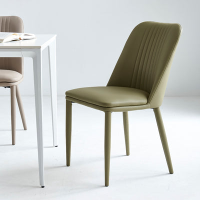Moderner minimalistischer rechteckiger Stuhl mit abgenutztem Leder und Kohlenstoffstahl-Rückenlehne für das Esszimmer 