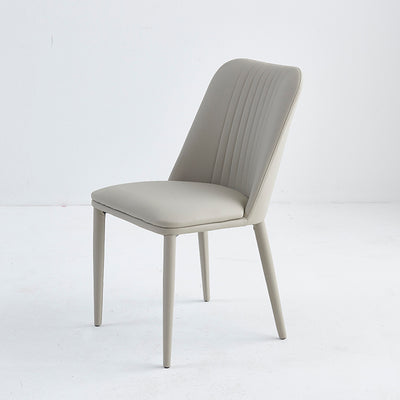 Moderner minimalistischer rechteckiger Stuhl mit abgenutztem Leder und Kohlenstoffstahl-Rückenlehne für das Esszimmer 