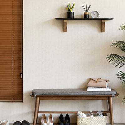 Banc à chaussures en bois de caoutchouc avec support trapézoïdal rectangulaire scandinave contemporain, tabouret bas pour salon 