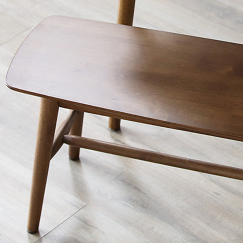 Banc à chaussures en bois de caoutchouc avec support trapézoïdal rectangulaire scandinave contemporain, tabouret bas pour salon 