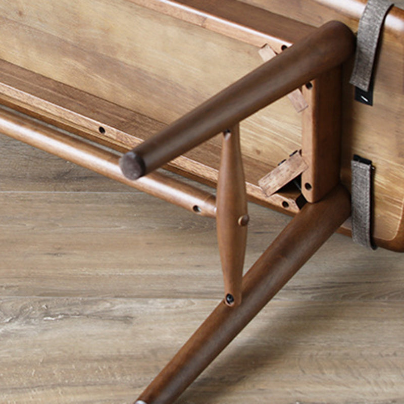 Banc à chaussures en bois de caoutchouc avec support trapézoïdal rectangulaire scandinave contemporain, tabouret bas pour salon 