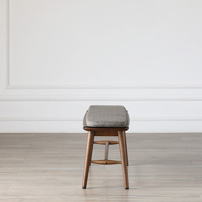 Banc à chaussures en bois de caoutchouc avec support trapézoïdal rectangulaire scandinave contemporain, tabouret bas pour salon 