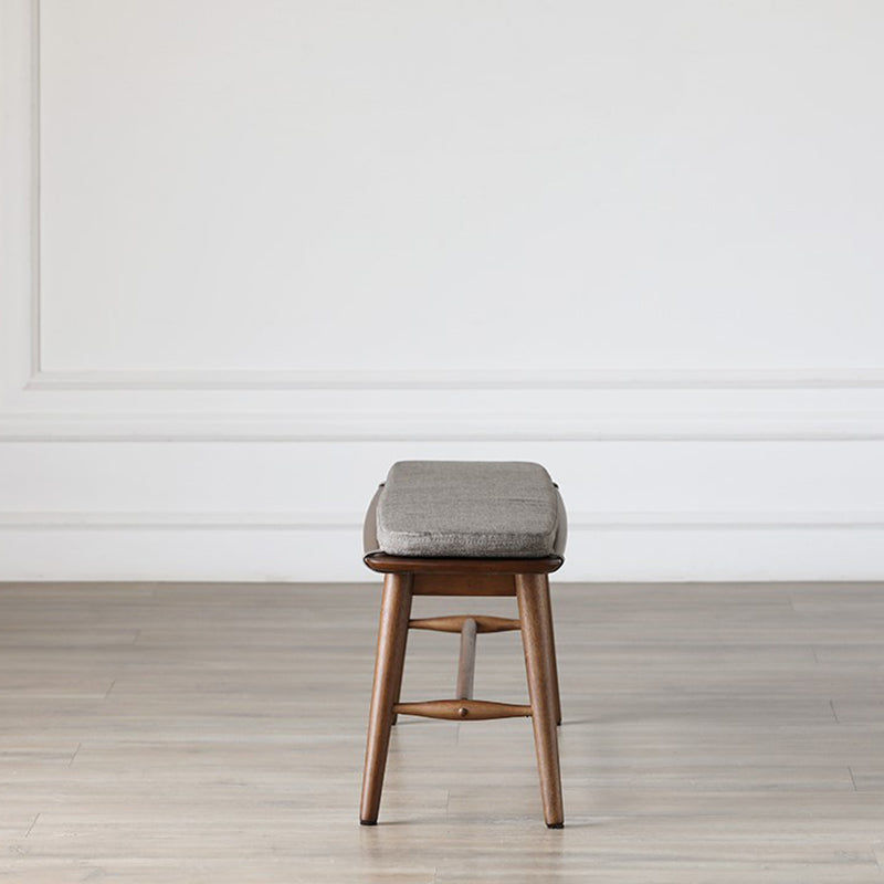 Banc à chaussures en bois de caoutchouc avec support trapézoïdal rectangulaire scandinave contemporain, tabouret bas pour salon 