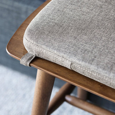 Banc à chaussures en bois de caoutchouc avec support trapézoïdal rectangulaire scandinave contemporain, tabouret bas pour salon 