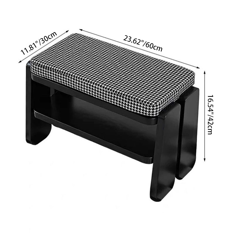 Modern Minimalist Rectangle Curved Fabric Solid Wood Shoe Bench Low Stool For Living Room