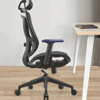 Moderne Einfachheit Gebogene Trapezförmige Bequeme Netz-Schwamm-Metall-Schreibtischstuhl Armlehne Kopfstütze Liege für das Home Office 