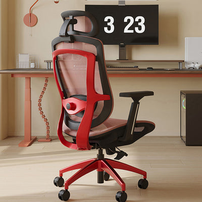Moderne Einfachheit Gebogene Trapezförmige Bequeme Netz-Schwamm-Metall-Schreibtischstuhl Armlehne Kopfstütze Liege für das Home Office 