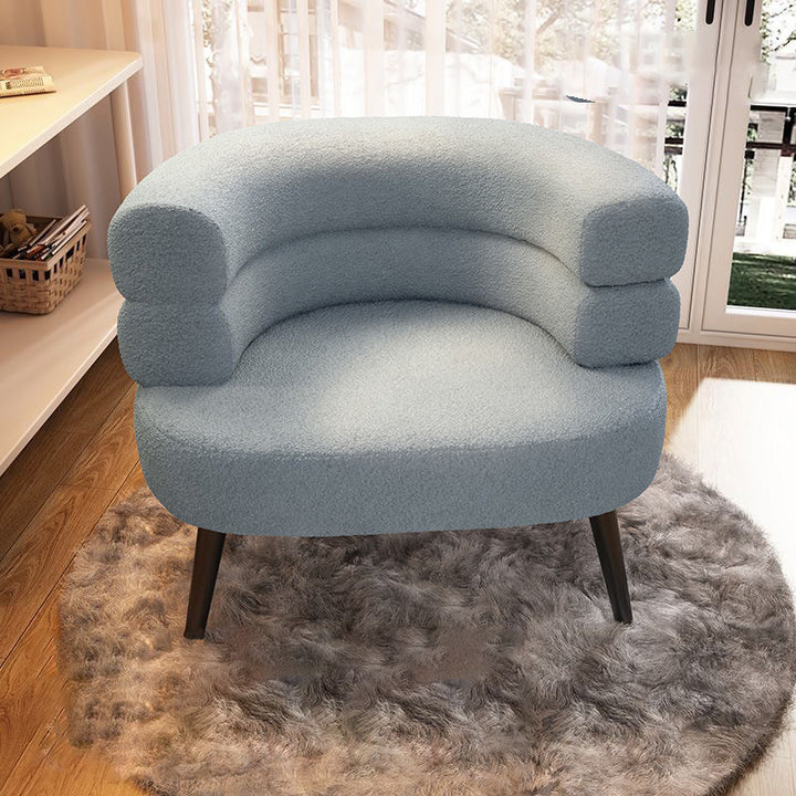 Modern Simplicity Curved Semicircle Sherpa Fabric Carbon Steel Accent Chair Backrest For Living Room