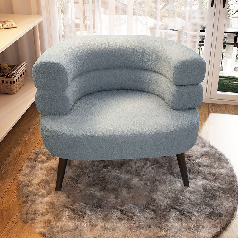 Modern Simplicity Curved Semicircle Lambswool Carbon Steel Accent Chair Backrest For Living Room