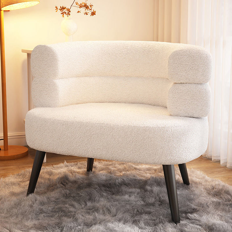 Modern Simplicity Curved Semicircle Lambswool Carbon Steel Accent Chair Backrest For Living Room